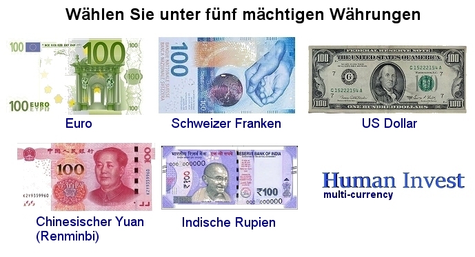 Die von Human angebotenen W�hrungen